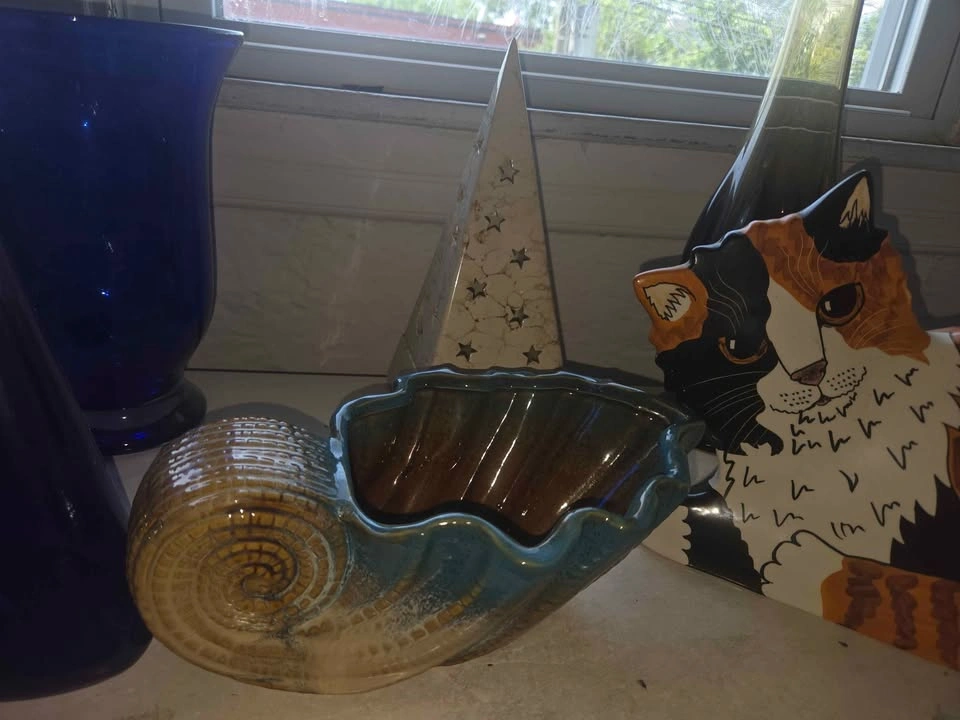 Vintage Ceramic Lot - Cats by Nina Lyman Jar & Snail Planter - photo 4