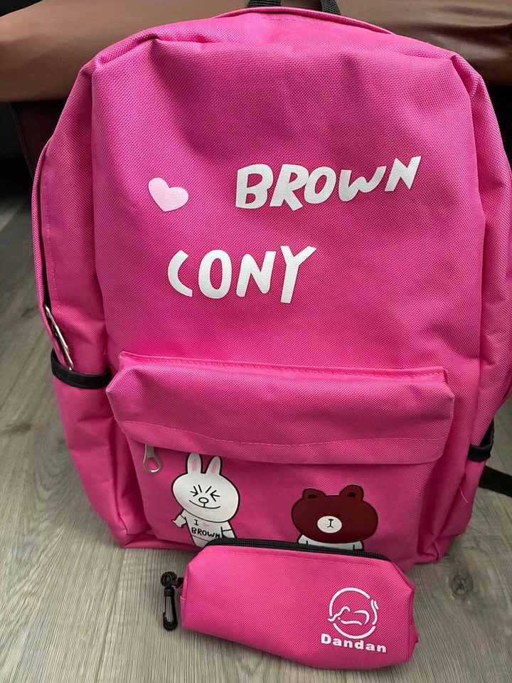 Pink Line Friends Brown & Cony Backpack with Pencil Case