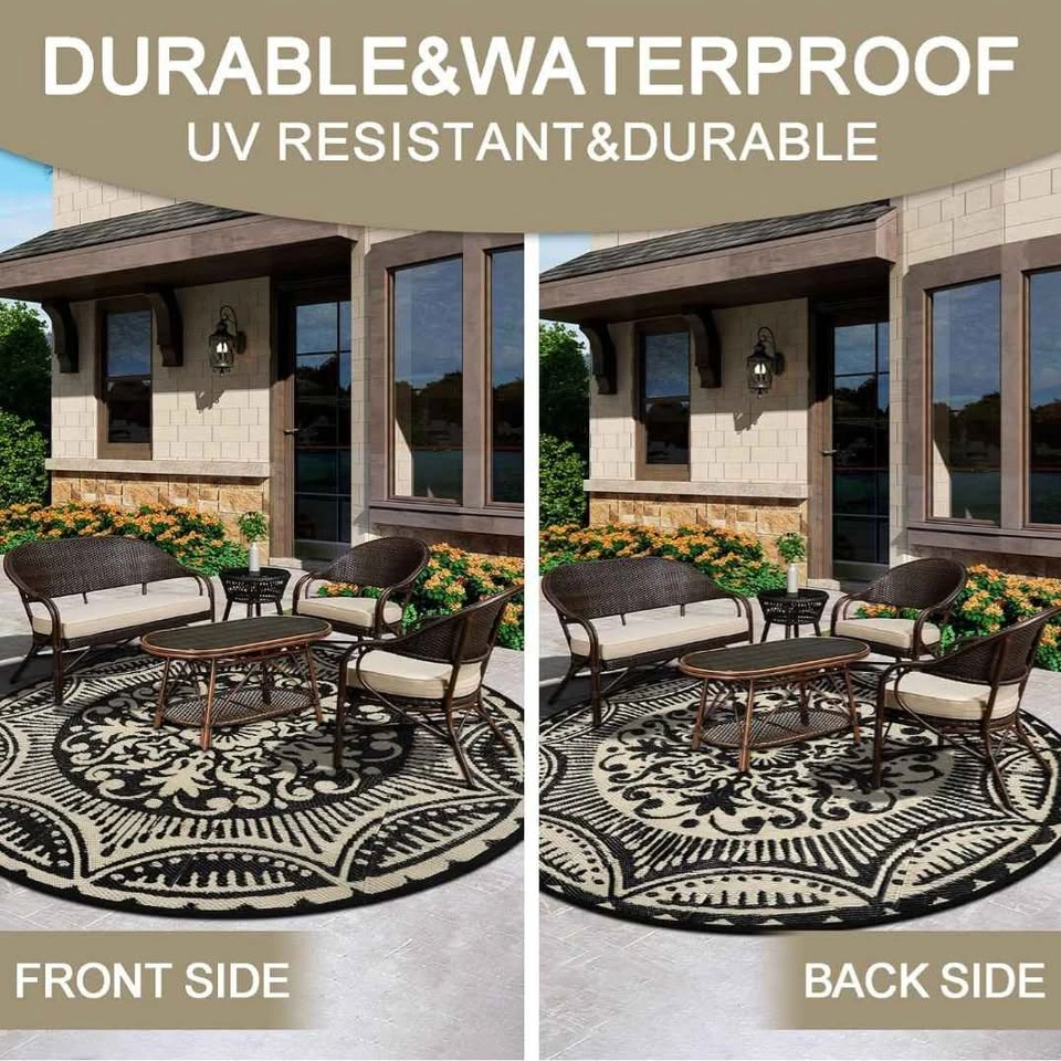 6' Round Plastic Straw Outdoor Rug - photo 3