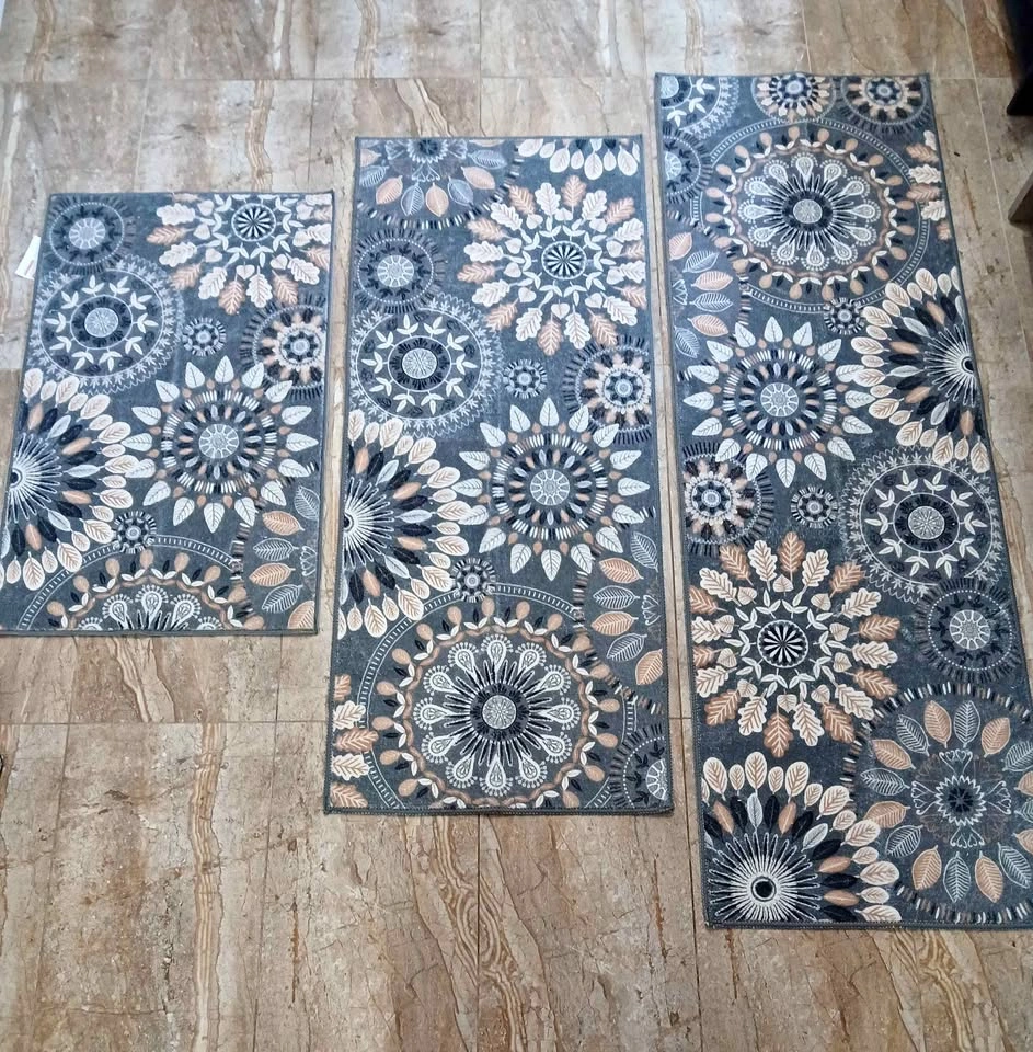 3-Piece Mandala Floral Kitchen Rug Set