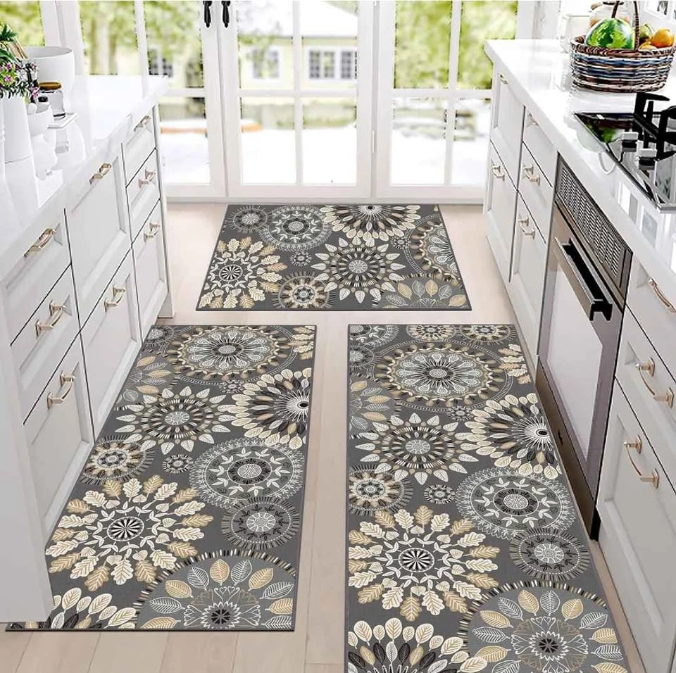 3-Piece Mandala Floral Kitchen Rug Set - photo 5