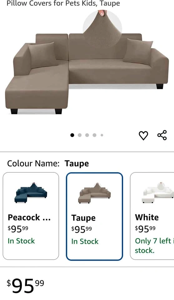 Sectional Sofa Cover with Cushion Covers - Camel colored