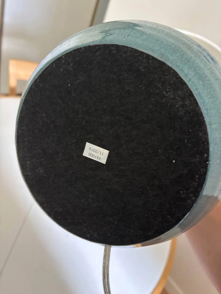 Teal Ceramic Table Lamp with Drum Shade - photo 3