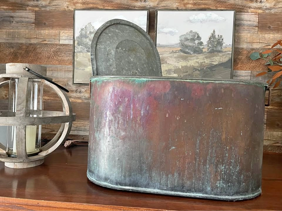 Antique copper boiler