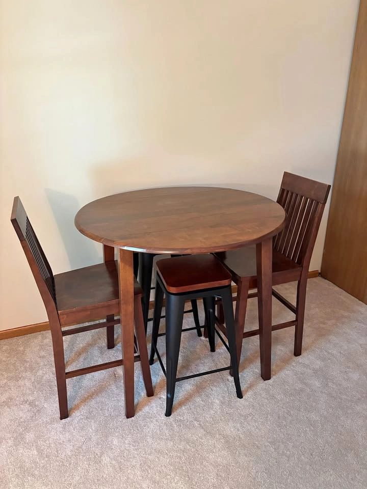 Round, Small, Wood, High-Top Table