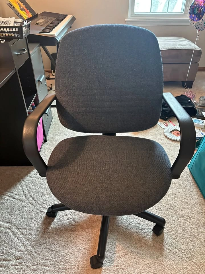 Gray, fabric desk chair