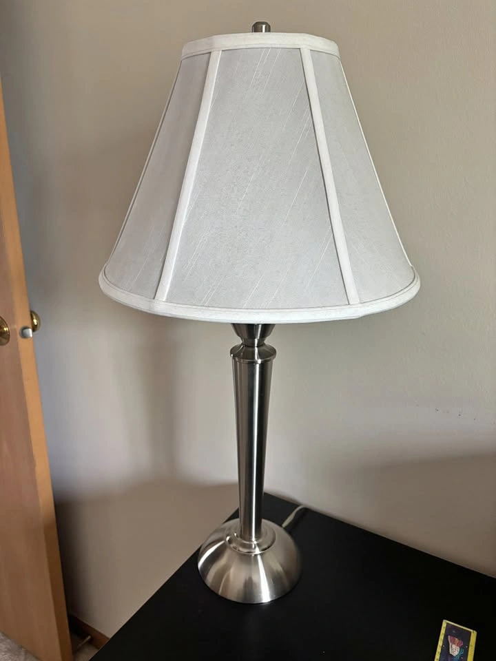 Silver Lamp w/ White Shade