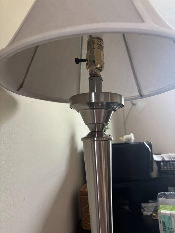 Silver Lamp w/ White Shade - photo 4