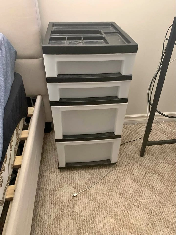 4-Tier Plastic Rolling Storage Drawers