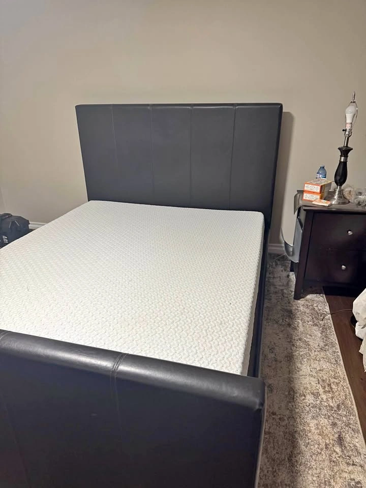 Queen Bed Frame – Dark Brown Vegan Leather
