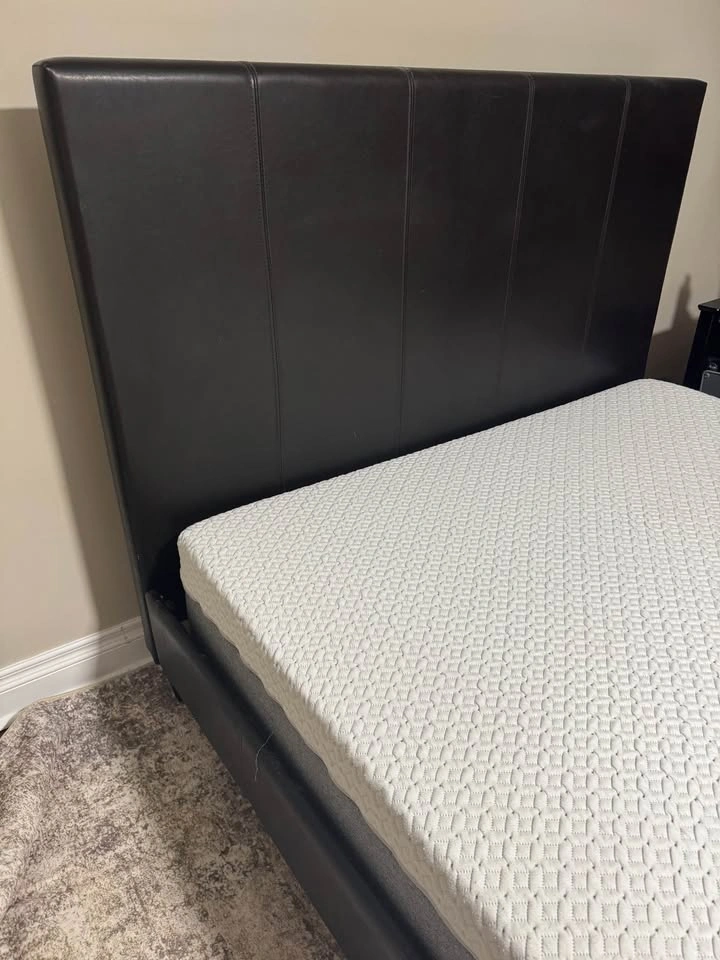 Queen Bed Frame – Dark Brown Vegan Leather - photo 3