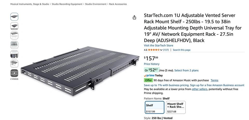 StarTech 18U 4-Post Open Frame Server Rack + Shelves - photo 3