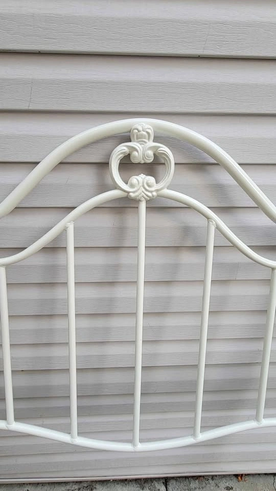 Antique-Style White Twin Bed Frame + Headboard