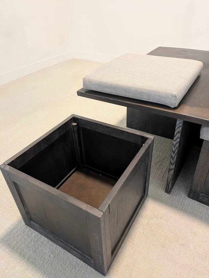 Square coffee table with 4 nested storage stools - photo 4