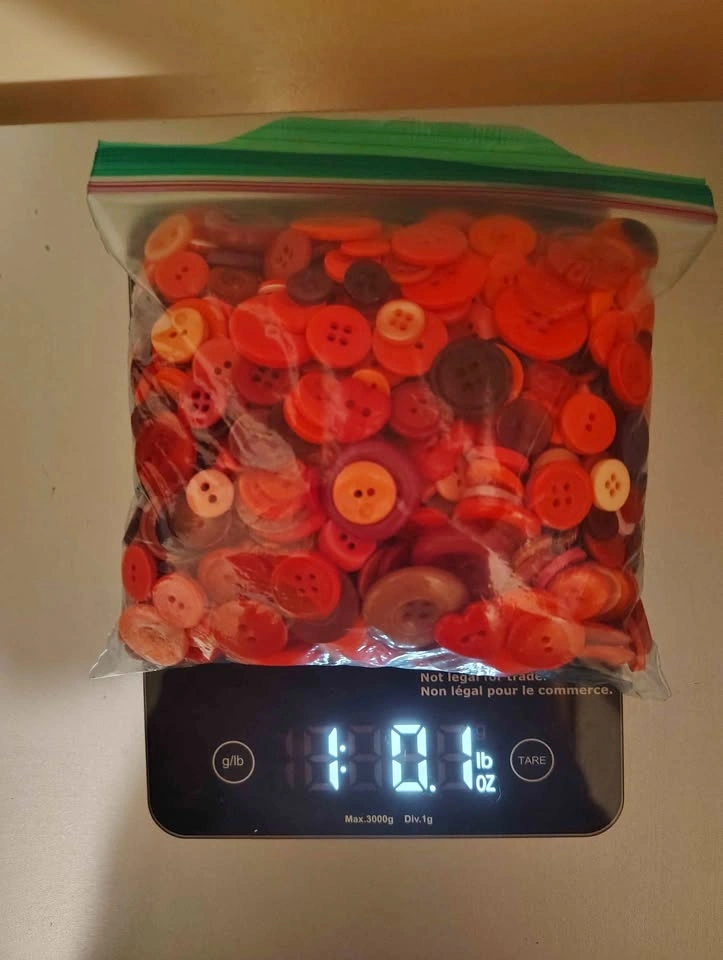 1 lb Bulk Red Pink Purple and Orange Craft Buttons
