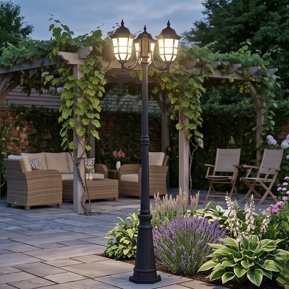 Modern Black Garden Lamp Post Outdoor Lighting Fixture
