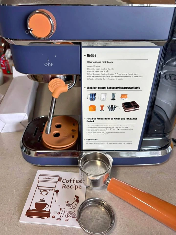 Laekerrt Blue Orange Espresso Machine Coffee Maker