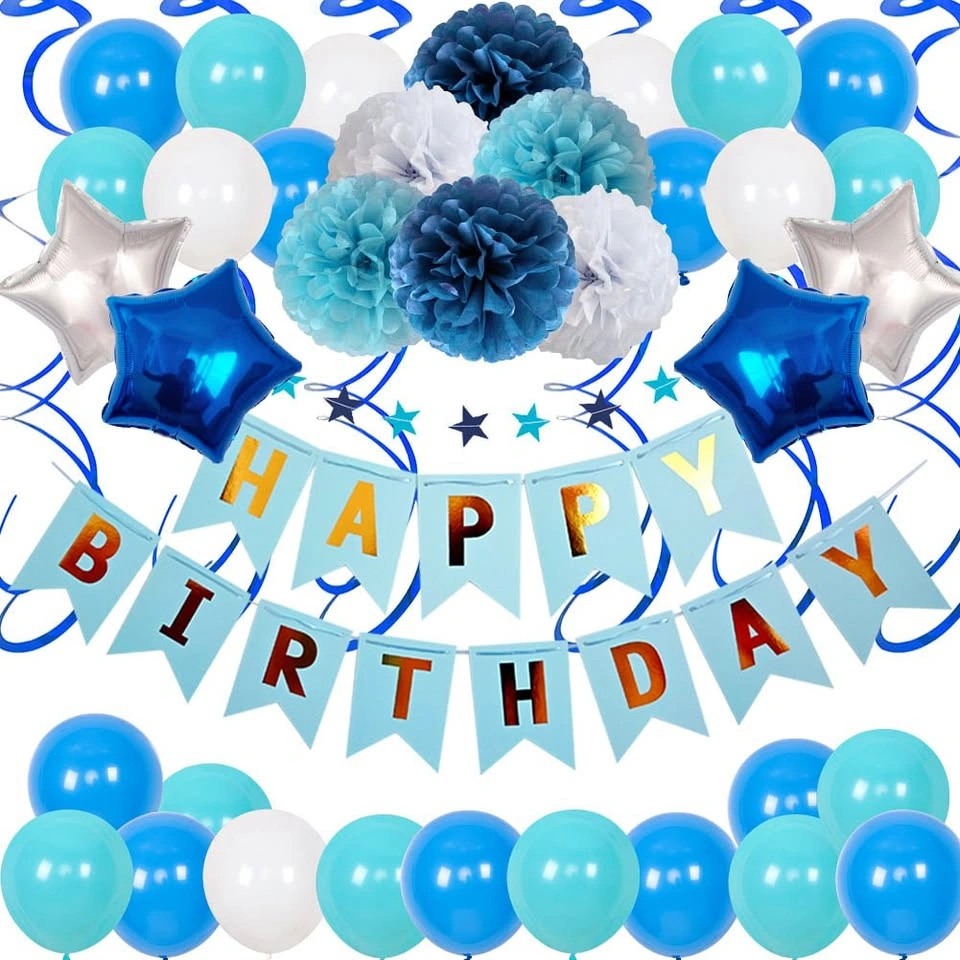 Blue Happy Birthday Party Decor - Requires Assembly
