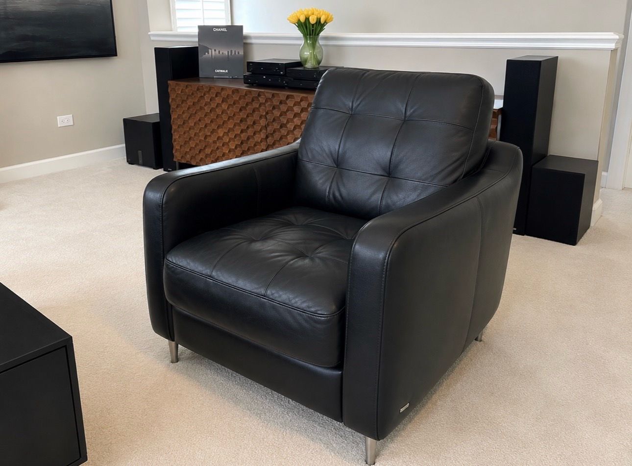 Black Leather Living Room Set - photo 2