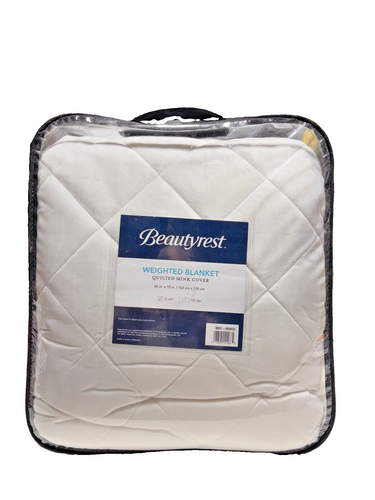 BEAUTYREST WEIGHTED BLANKET QUILTED MINK COVER 12LBS WHITE NIP