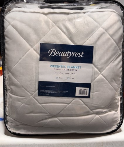 BEAUTYREST WEIGHTED BLANKET QUILTED MINK COVER 12LBS WHITE NIP - photo 5