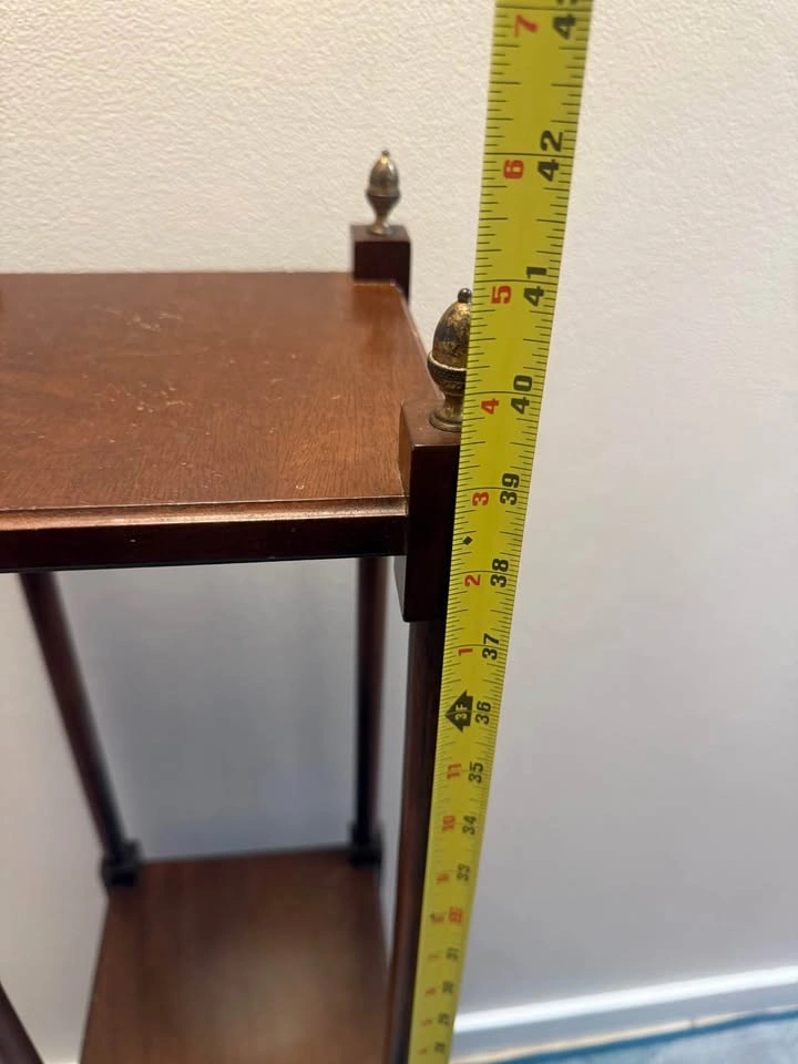 Vintage Brandt Regency style 2 tier plant shelf with brass acorn - photo 2