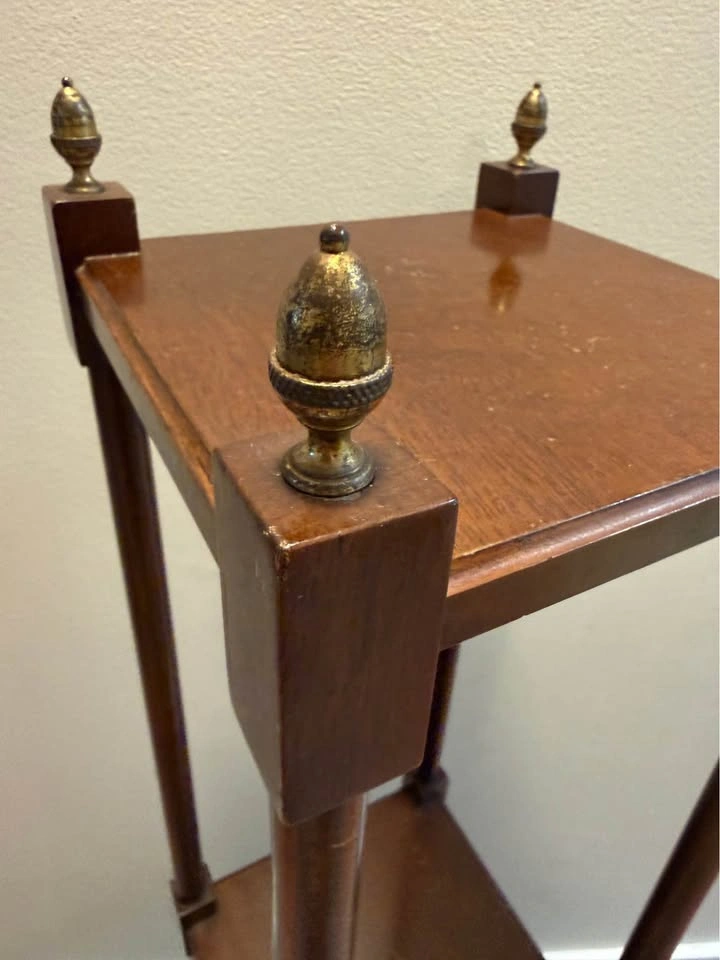 Vintage Brandt Regency style 2 tier plant shelf with brass acorn - photo 5