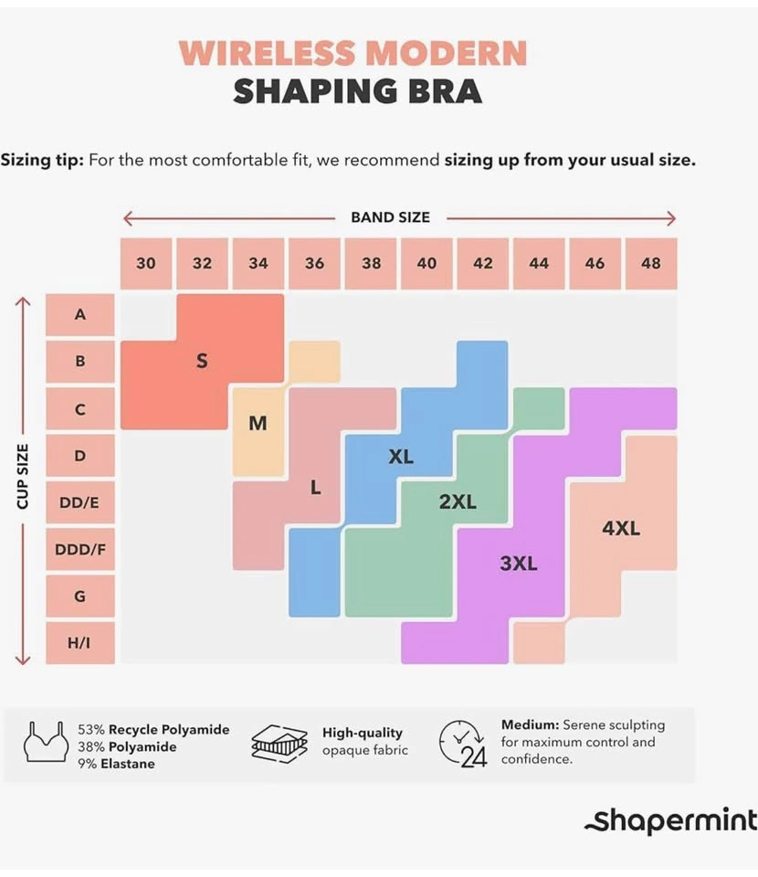 SHAPERMINT CONTOUR WIRELESS SHAPING BRA - S/M - photo 4