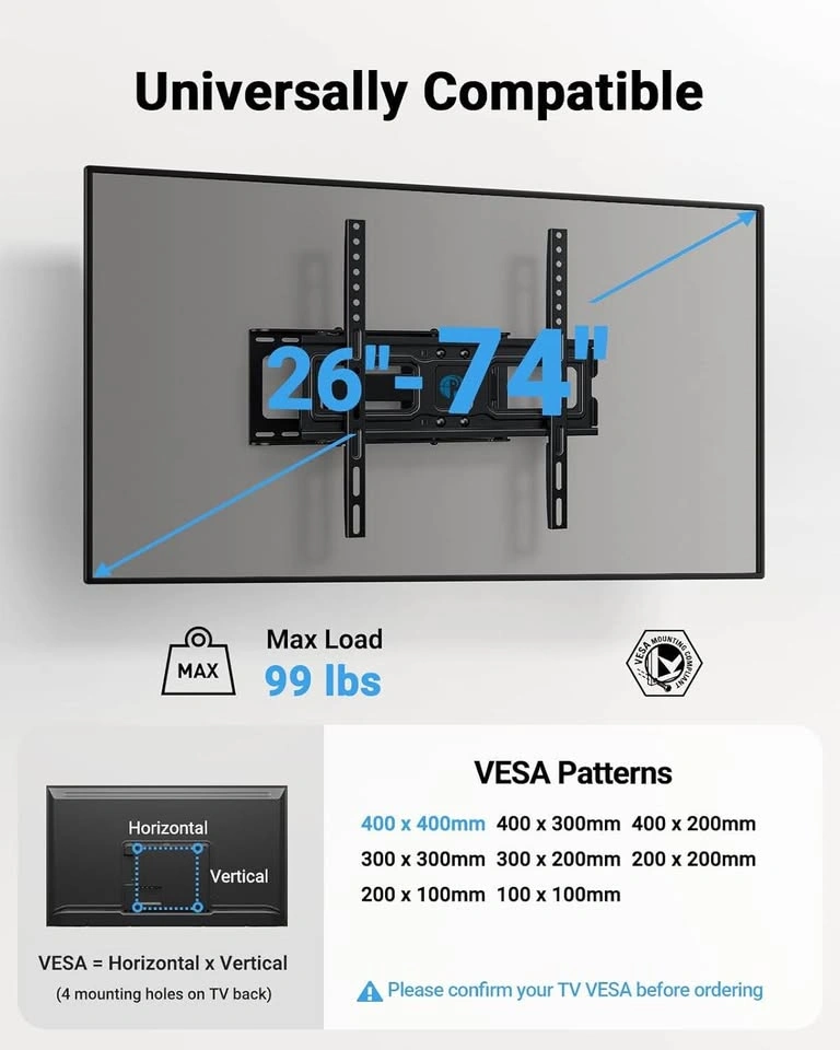 New Full Motion TV Wall Mount 26-74 in. PIMFK1 - photo 3