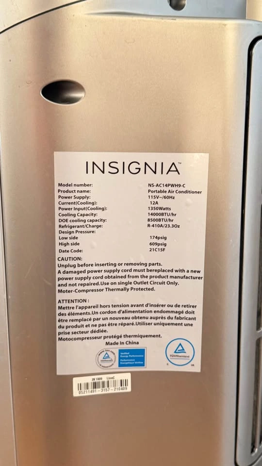 Insignia 14,000 BTU Portable AC - Fan Only, No Window Kit - photo 4