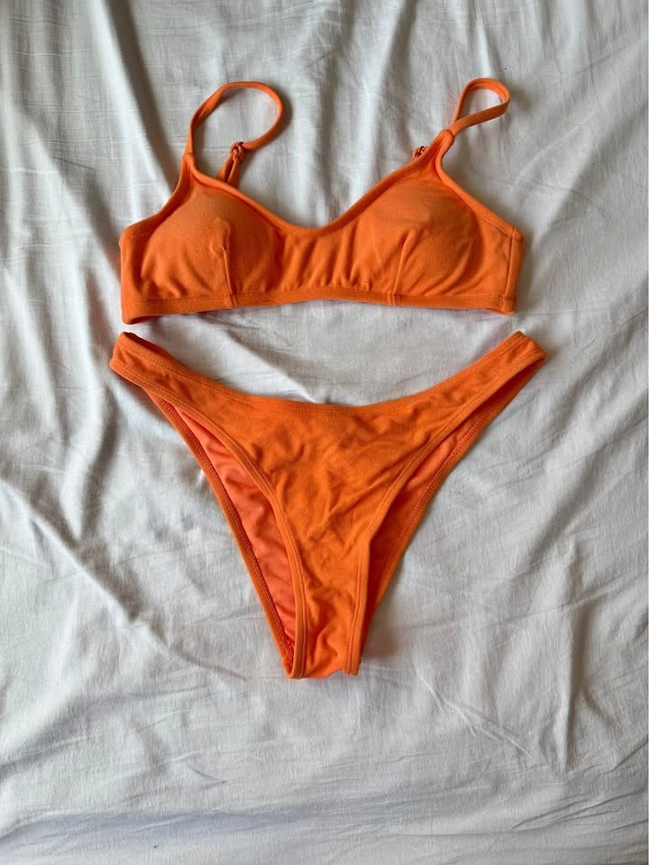 Orange Velvet Bikini Set