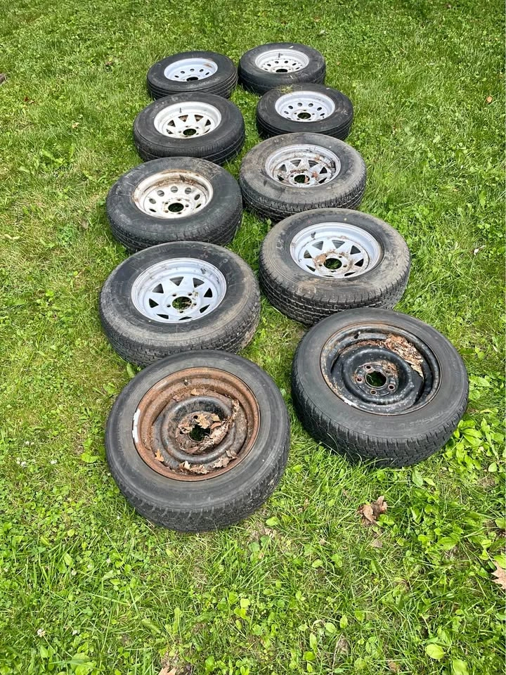 Set of 10 Trailer Wheels and Tires