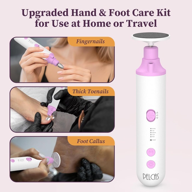 PELCAS 8 in 1 Electric Nail Filer with LED Light, Pink New - photo 3