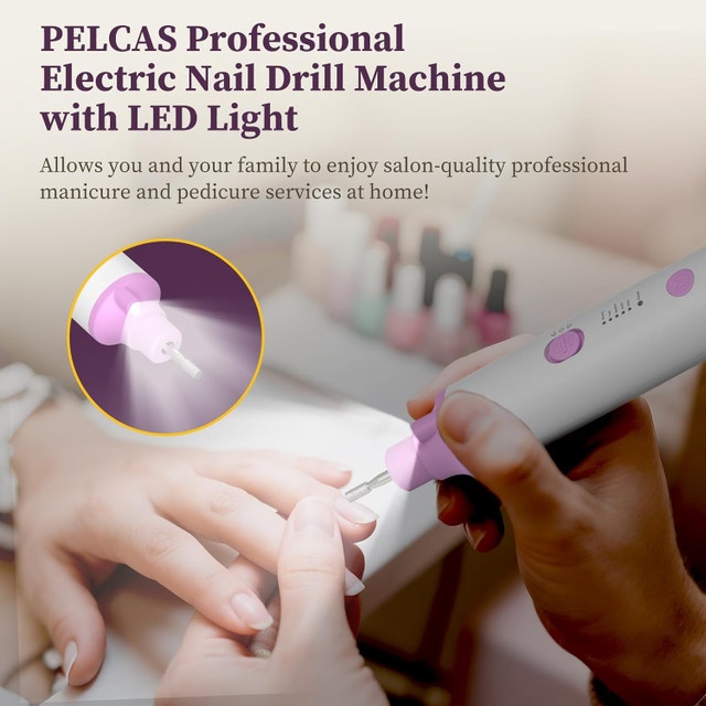 PELCAS 8 in 1 Electric Nail Filer with LED Light, Pink New - photo 5