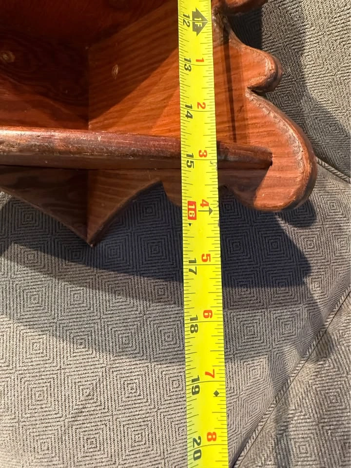 Vintage three-tier wooden corner wall display shelf - photo 3
