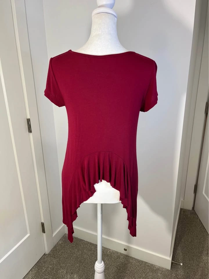 ENTI CLOTHING Short Sleeve Burgundy Red Swing Top - Size S - photo 5