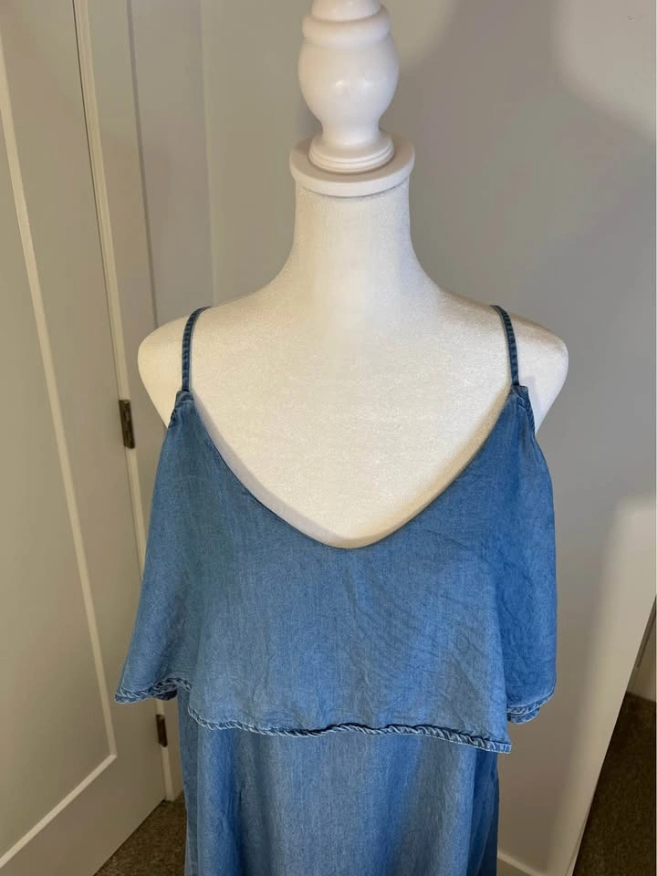 STANDARD GRACE Light Blue Denim-Look Long Dress - Size 2X - photo 2