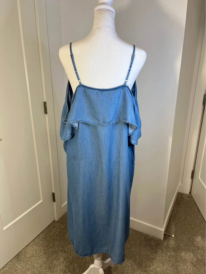 STANDARD GRACE Light Blue Denim-Look Long Dress - Size 2X - photo 3