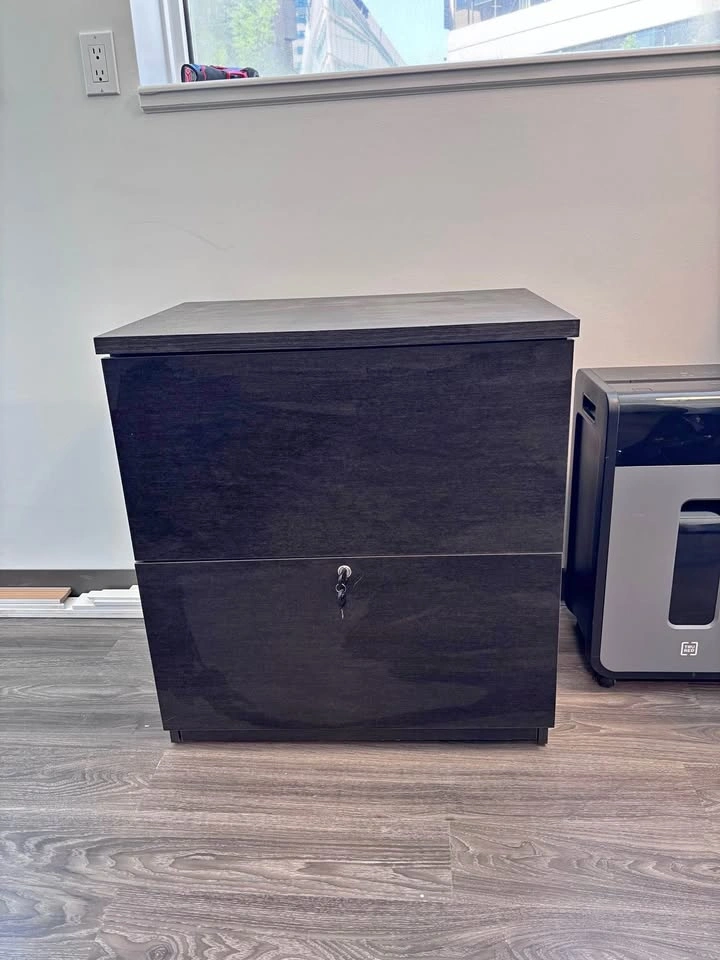 Dark Brown Locking Lateral File Cabinet – 2 Drawer
