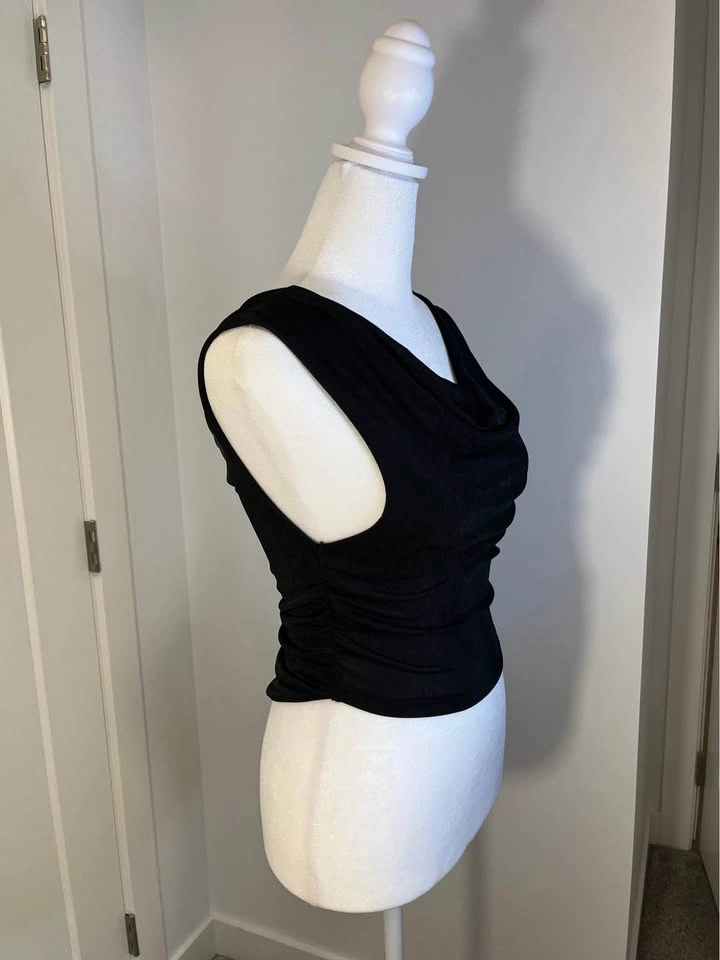 SHEIN Shimmer Black Draped Ruched Sleeveless Top - Size XS - photo 2
