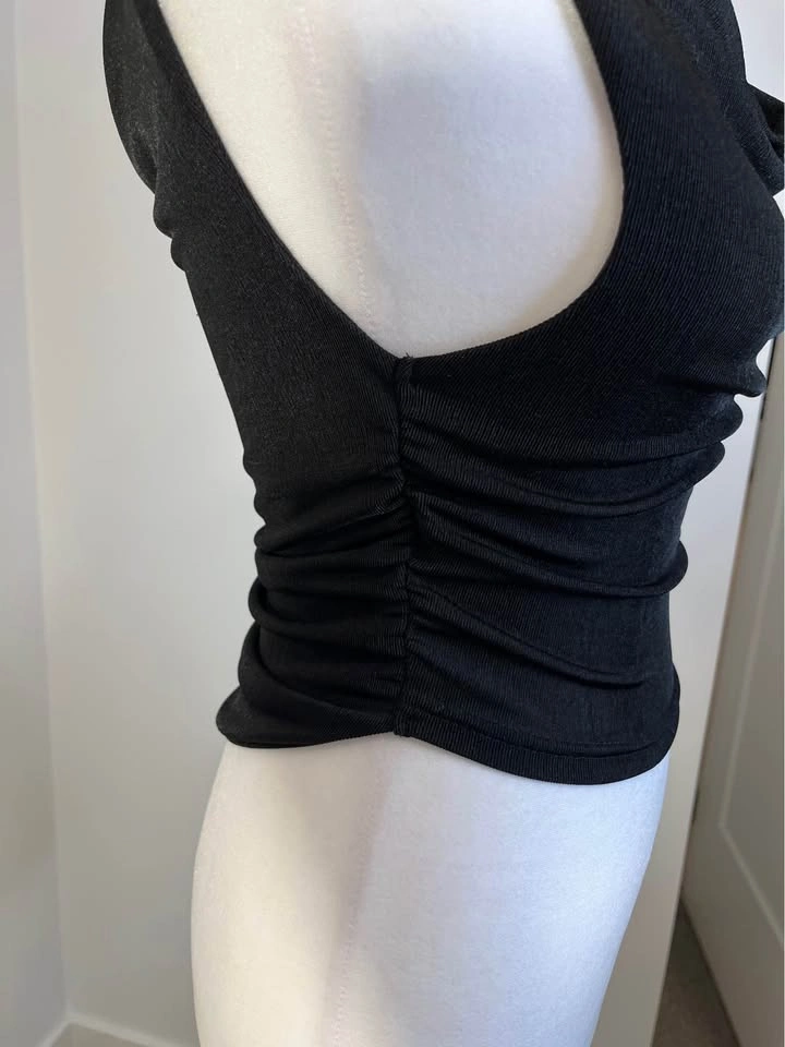 SHEIN Shimmer Black Draped Ruched Sleeveless Top - Size XS - photo 3