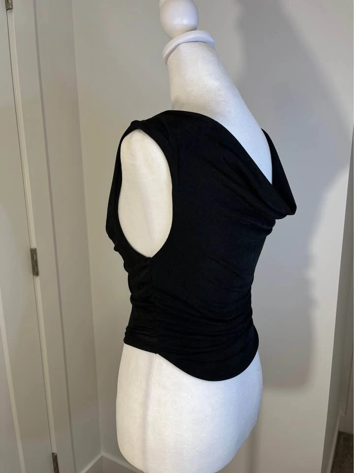 SHEIN Shimmer Black Draped Ruched Sleeveless Top - Size XS - photo 4