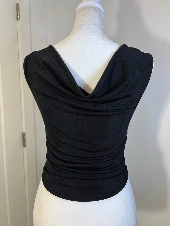 SHEIN Shimmer Black Draped Ruched Sleeveless Top - Size XS - photo 5