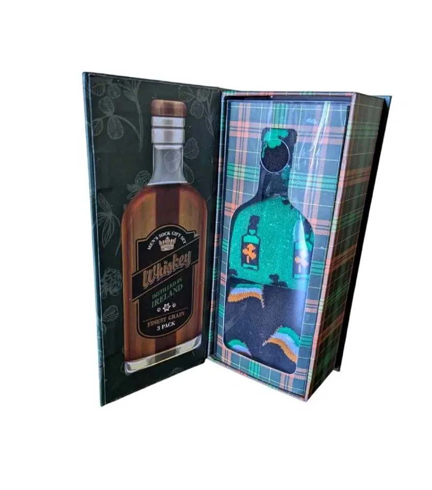 New 3 pairs men's whisky themed socks