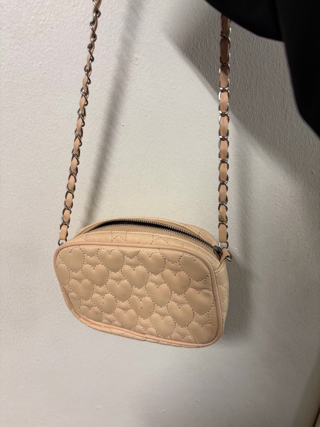Heart Quilted Crossbody Bag with Chain Strap