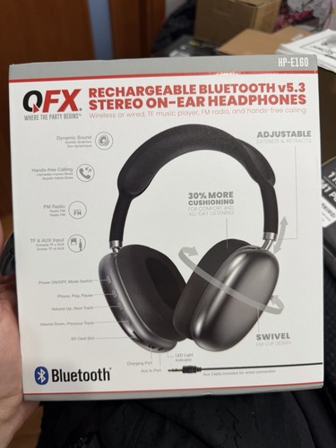 QFX HP-E160 Bluetooth v5.3 On-Ear Headband Headphones - photo 5