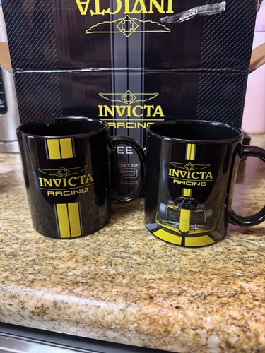 Invicta Racing Novelty Black/Yellow Ceramic Coffee Mug Set