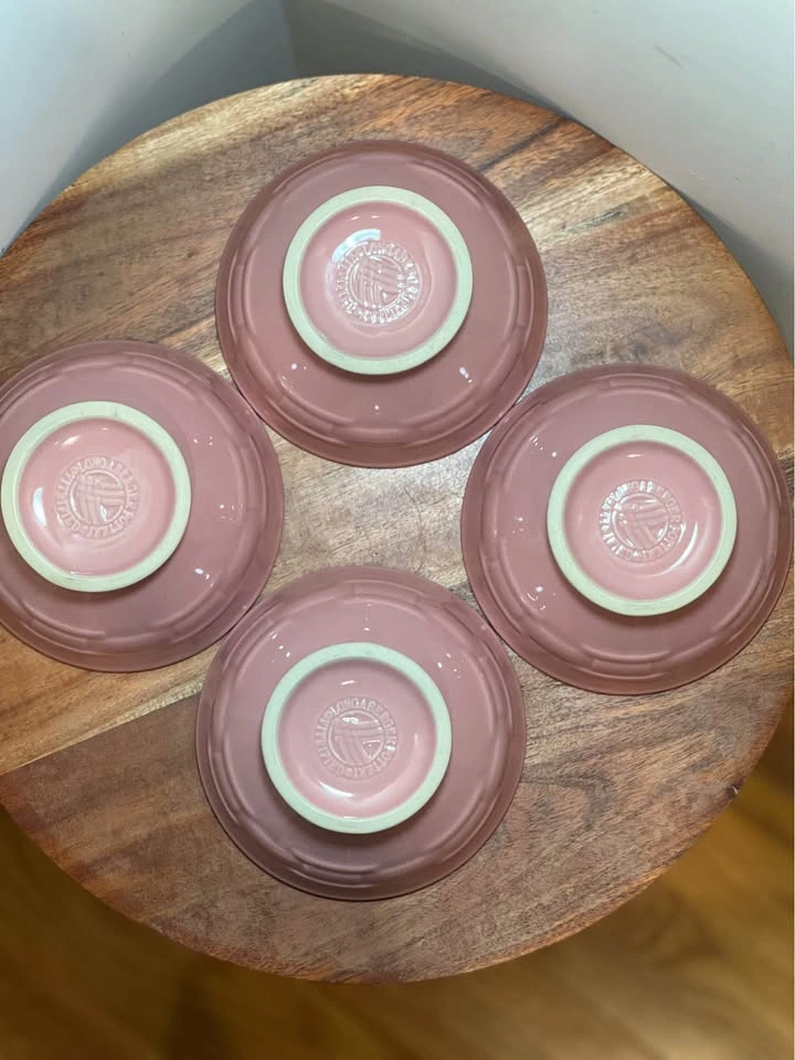 Set of 4 Longaberger Woven Traditions Pink Footed Bowls - photo 4
