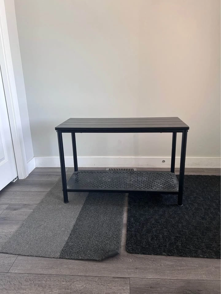 Black 2-Tier Metal Shoe Rack / Entryway Storage Shelf - photo 3