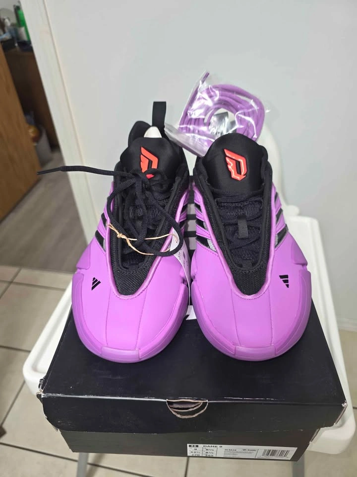 New Adidas Dame 8 Basketball Shoes Purple Black Orange - photo 2